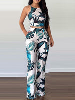 Women's Sets Floral Print Crop Top & Long Pants Two Pieces Set
