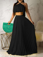 Women's Sets Halter Pleated Top & Skirt Two-Piece Set