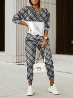 Women's Sets Printed Long Sleeve Hoody & Pants Casual Two-Piece Set