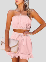 Women's Sets Printed Wrap Chest Sleeveless Top & Shorts Two-Piece Set