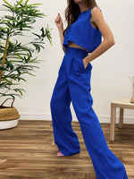 Women's Sets Solid Sleeveless Top & Straight Pants Two-Piece Set