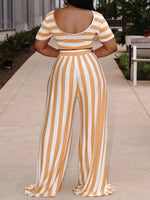 Women's Sets Striped Crop Top & Wide Leg Pants Two-Piece Set