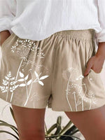 Women's Shorts Dandelion Print Elastic Pocket High Waist Shorts