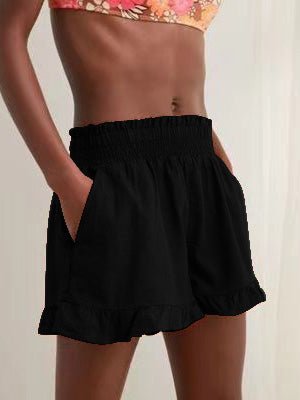 Women's Shorts High Waist Stretch Pocket Fungus Wide Leg Shorts