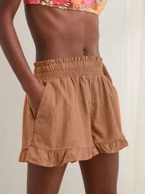 Women's Shorts High Waist Stretch Pocket Fungus Wide Leg Shorts