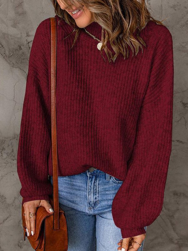 Women's Sweaters Casual Solid Turtleneck Long Sleeve Sweater