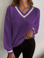Women's Sweaters Casual V-Neck Pullover Long Sleeve Sweater