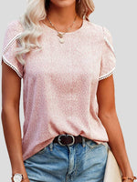 Women's T-Shirts Lace Stitching Polka Dot Short Sleeve T-Shirt