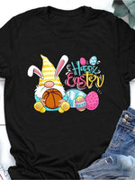 Women's T-Shirts Rabbit Hug Basketball Print Crew Neck Short Sleeve T-Shirt