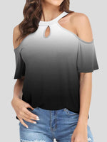 Women's T-Shirts Round Neck Off Shoulder Short Sleeve T-Shirt