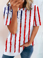 Women's T-Shirts Striped Crew Neck Short Sleeve Casual T-Shirt
