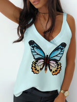 Women's Tank Tops Butterfly Print V-Neck Camisole