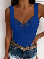 Women's Tank Tops Casual Lace V-Neck Sleeveless Tank Top