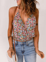 Women's Tank Tops Floral Sling V-Neck Cropped Tank Top