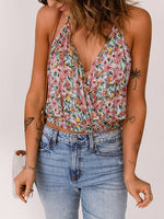 Women's Tank Tops Floral Sling V-Neck Cropped Tank Top