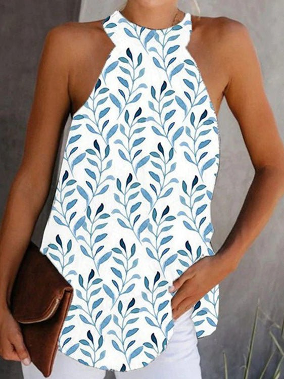 Women's Tank Tops Halter Print Sleeveless Casual Tank Top