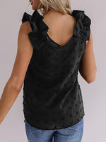 Women's Tank Tops Jacquard Polka Dot Pleated Strap Tank Top