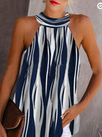 Women's Tank Tops Loose Halterneck Striped Sleeveless Tank Tops