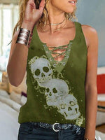 Women's Tank Tops Skull Print V-Neck Sleeveless Tank Top