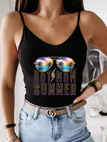 Women's Tank Tops Summer Glasses Print Sling Casual Tank Top