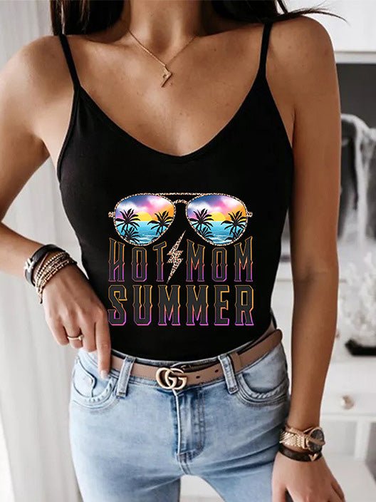 Women's Tank Tops Summer Glasses Print Sling Casual Tank Top